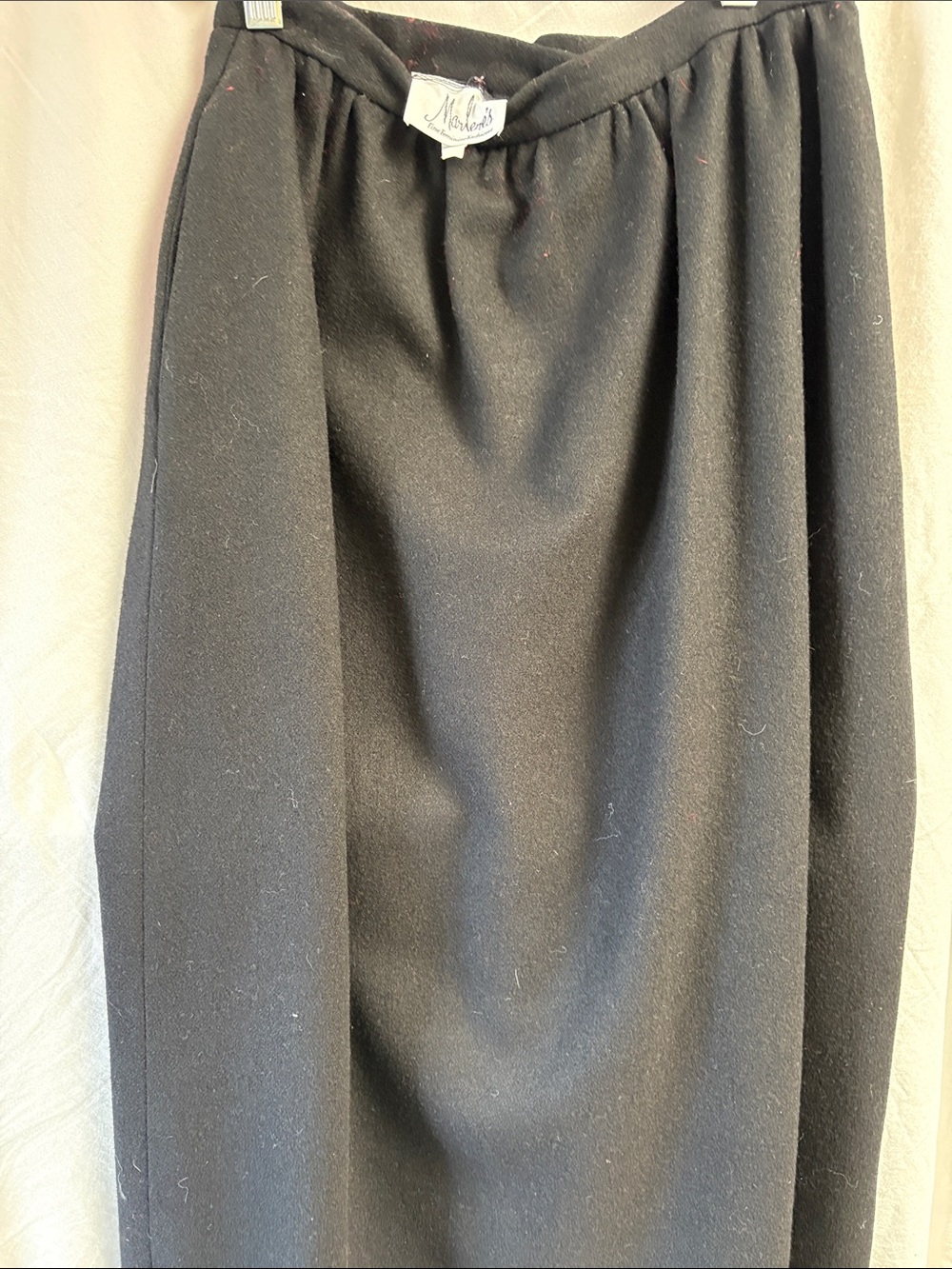 Vintage lady Marlene Classic Black Midi wool Skirt -